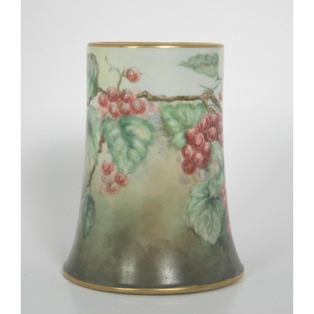 Antique Belleek Tankard Mug Stein CAC Painted with Grapes/Leaves Gold Gilding - Picture 2 of 9